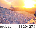 Sunset and rime on the Zao Onsen ski resort 88294273