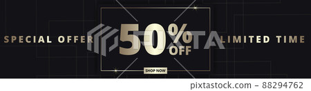 50 off sale banner. Special offer limited time 50 percent off. Sale discount offer. Luxury promotion banner 88294762