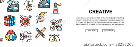 Creative horizontal icon banner design.... - Stock Illustration ...