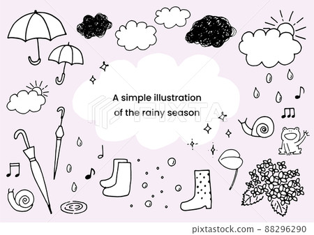 雨季的粗略手繪插圖 88296290