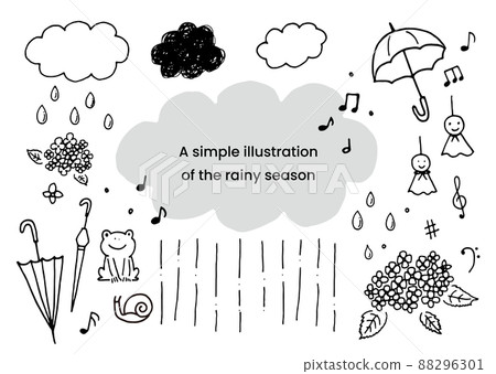 雨季的粗略手繪插圖 88296301