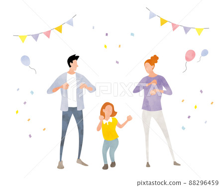 Vector illustration material: Family dancing with 3 family members 88296459