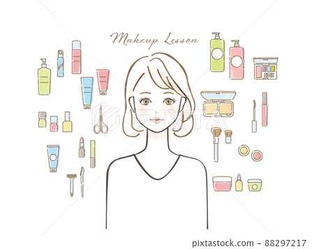 護膚品和女性插畫套裝 護膚品和女性插畫套裝 88297217