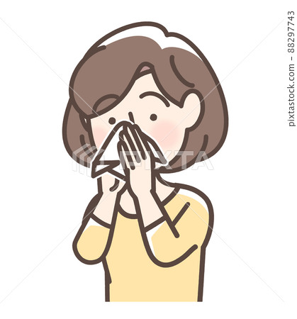 Woman blowing her nose 88297743