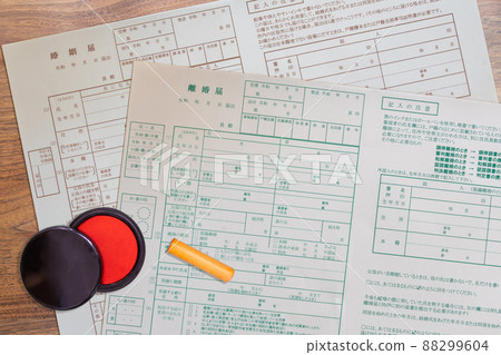 Marriage notification Marriage notification Divorce notification Hanko Zhu Meat Sealed documents to be delivered to the government office 88299604