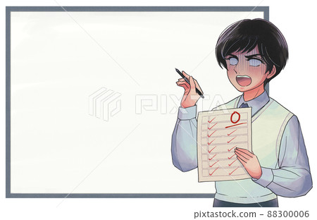 Retro Showa manga style, whiteboard with students who got 0 points Retro Showa manga style, whiteboard with students who got 0 points 88300006