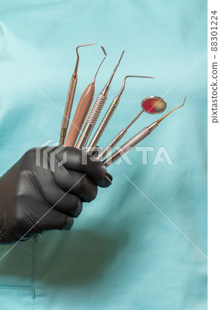Set of metal dental instruments for teeth dental care 88301224