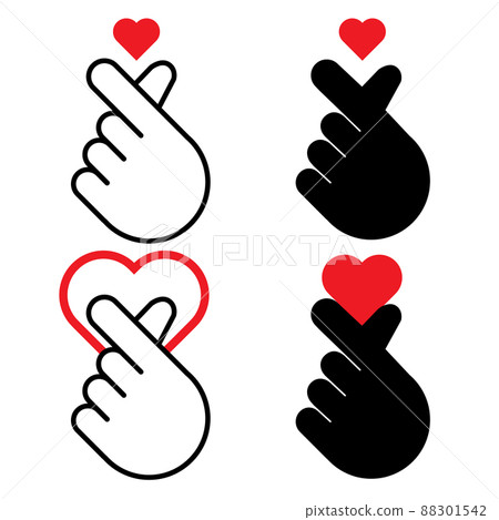 Hand making  mini heart symbol icon, logo set, vector illustration 88301542
