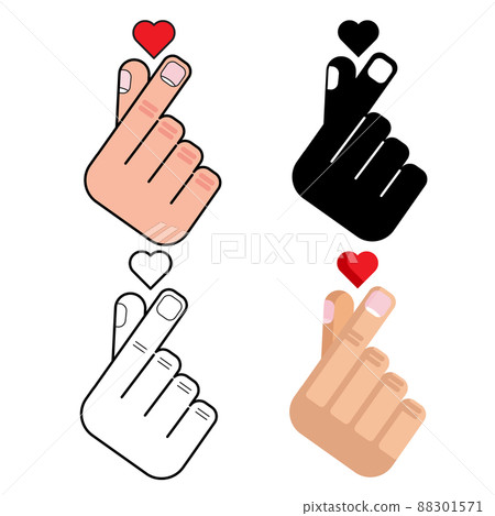 Hand making mini heart symbol icon, logo set, vector illustration Hand making mini heart symbol icon, logo set, vector illustration 88301571