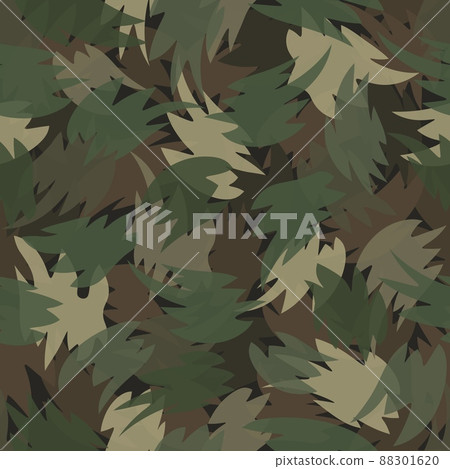 Jungle style camouflage seamless pattern. Shapes of foliage and branches Jungle style camouflage seamless pattern. Shapes of foliage and branches 88301620
