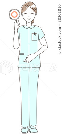 畫圓的護士(醫務人員)的插圖素材(全身) 畫圓的護士(醫務人員)的插圖素材(全身) 88301810