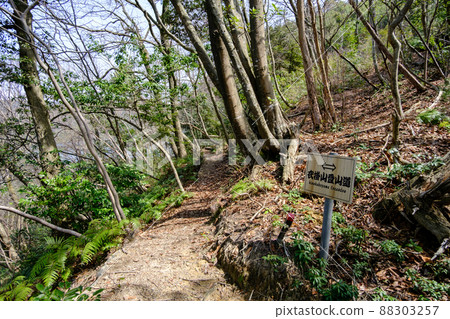 Information board for Kinukakeyama mountain trail in Tsuruga City, Fukui Prefecture 88303257