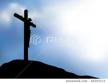 Crucified Christ hangs on the cross 88303515