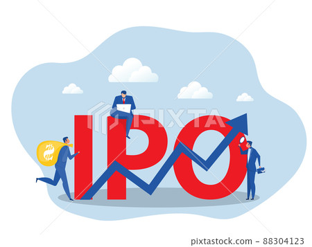 IPO, initial public offering. people Investing strategy Concept ,Flat vector illustration. IPO, initial public offering. people Investing strategy Concept ,Flat vector illustration. 88304123