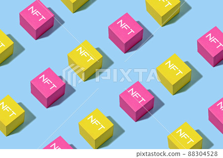 Colored blocks on a blue background. 88304528