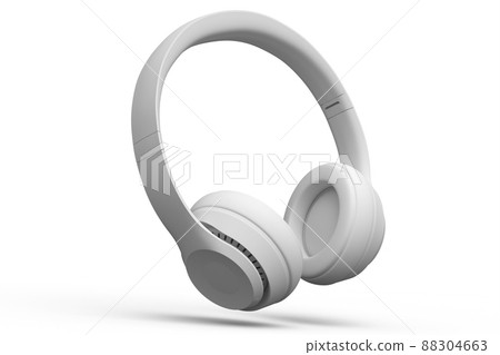 Gaming headphones and concept of music equipment isolated on white monochrome 88304663
