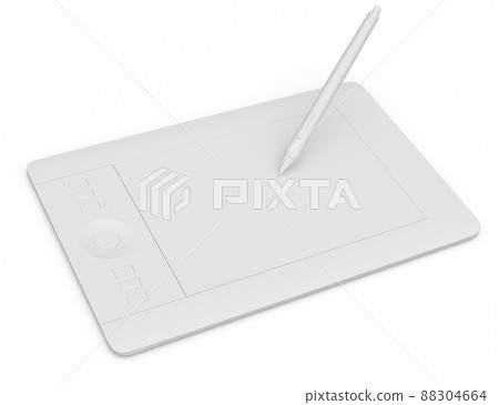 Graphic tablet and pen for illustrators, designers and photographers on white 88304664