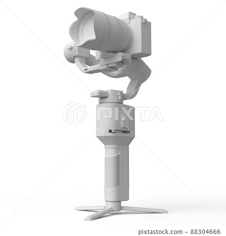 3-axis gimbal stabilization system with nonexistent mirrorless camera on white 88304666