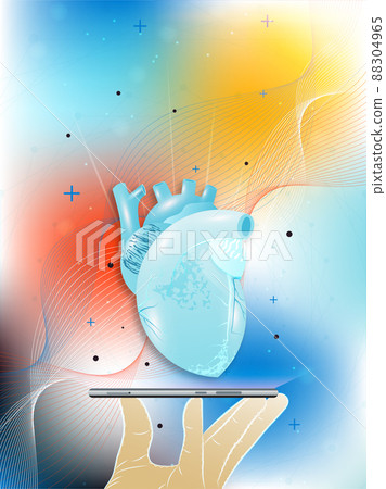 Human heart and treatment with technology innovation. A concept hospital for wallpaper and web. 88304965