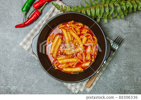 Korean food tteokbokki dish on a plate 88306336