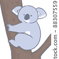 Koala hugging a tree 88307559