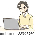 Woman working on PC 88307560