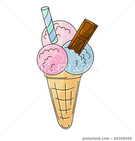 Illustration in hand draw style. Sweet dessert, graphic element for design 88309489