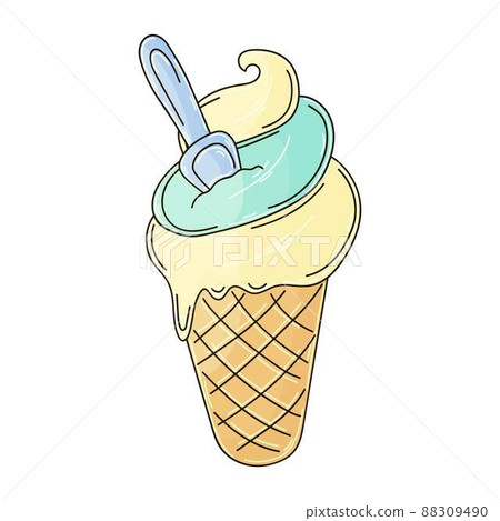 Illustration in hand draw style. Sweet dessert, graphic element for design 88309490