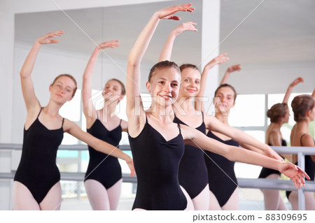 Ballet dreams. Young girls in ballet class. 88309695