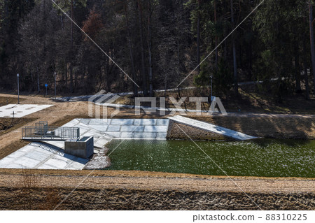 Rain water reservoir or pond after a heavy rains 88310225