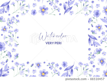 Frame with watercolor very peri flowers 88310457