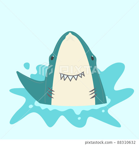 Illustration of cute shark in cartoon style 88310632