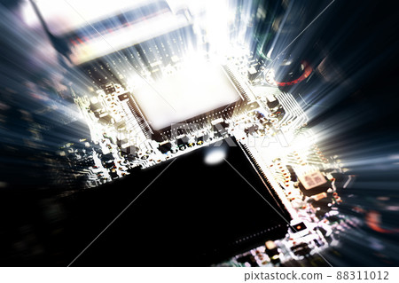 The 4th industry leading science and economy Advanced digital semiconductor technology and light and rays of electronic circuits 88311012