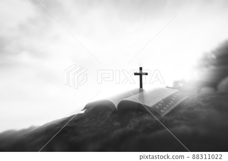 The brightly shining cross of Jesus Christ and the Bible The brightly shining cross of Jesus Christ and the Bible 88311022