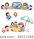 Happy family on vacations at the beach vector. 88311268