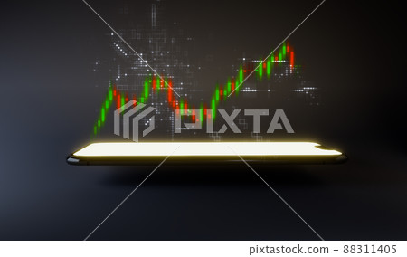 Smart phone with stock chart trading Smart phone with stock chart trading 88311405