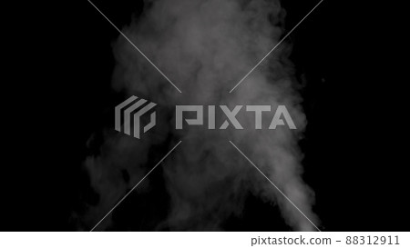 Real white steam from a humidifier on an isolated black background. Real white steam from a humidifier on an isolated black background. 88312911