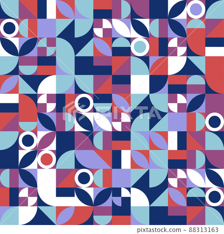 Bauhaus seamless retro pattern, vintage tile abstract background 88313163
