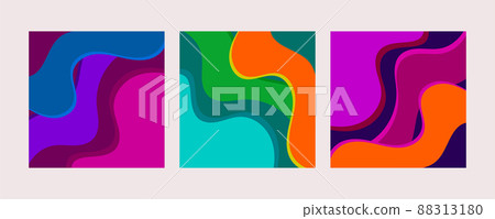 Set of abstract liquid wavy background 88313180