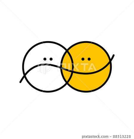 Happy and unhappy person logo. Therapy yellow icon Happy and unhappy person logo. Therapy yellow icon 88313228