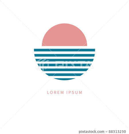 Sun and sea minimal geometric logo Sun and sea minimal geometric logo 88313230