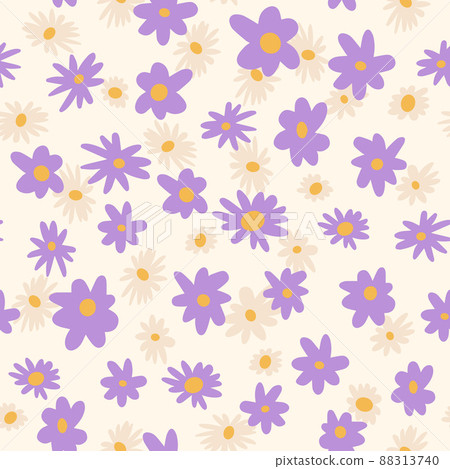 Gorgeous seamless floral pattern with flowers. Endless design with delicate wild flowers for printing and decoration. Repeatable botanical backdrop. Color flat vector illustration Gorgeous seamless floral pattern with flowers. Endless design with delicate wild flowers for printing and decoration. Repeatable botanical backdrop. Color flat vector illustration 88313740