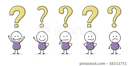 Business concept. Funny stickman with question mark icon. Vector 88313751