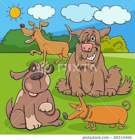cartoon playful dogs characters in the park cartoon playful dogs characters in the park 88314466