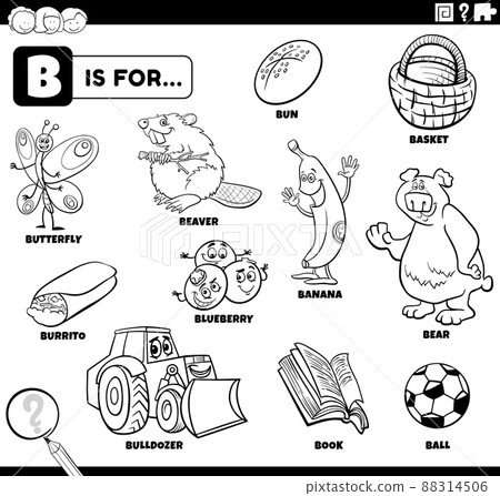 letter b words educational set coloring book page 88314506