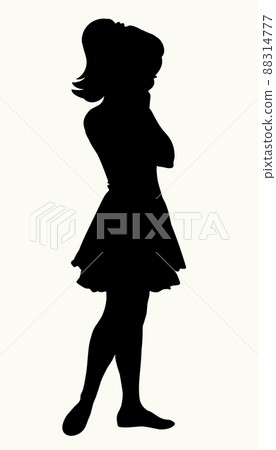 Pretty small girl. Vector drawing sketch 88314777