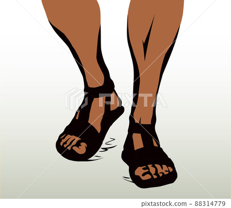 Legs walk along the road. Vector drawing Legs walk along the road. Vector drawing 88314779