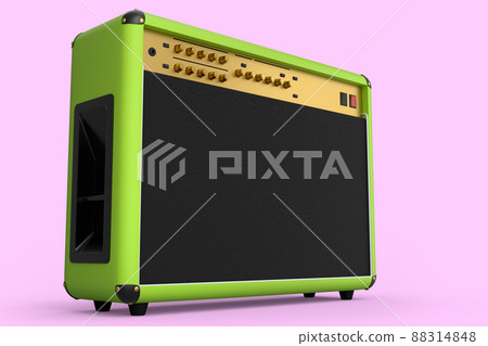 Classical electric and acoustic guitar amplifier isolated on pink background. 3d render of amplifier for recording bass guitar in studio or rehearsal room Classical electric and acoustic guitar amplifier isolated on pink background. 3d render of amplifier for recording bass guitar in studio or rehearsal room 88314848
