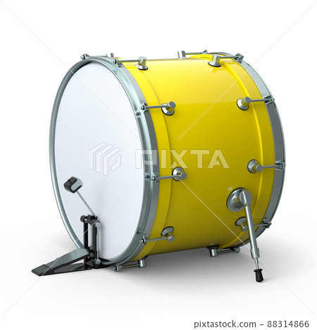 Realistic drum with pedal on white background. 3d render concept of musical instrument, drum machine. 88314866
