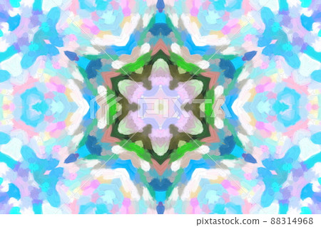 Kaleidoscopic symmetrical geometric pattern with oil painting 88314968